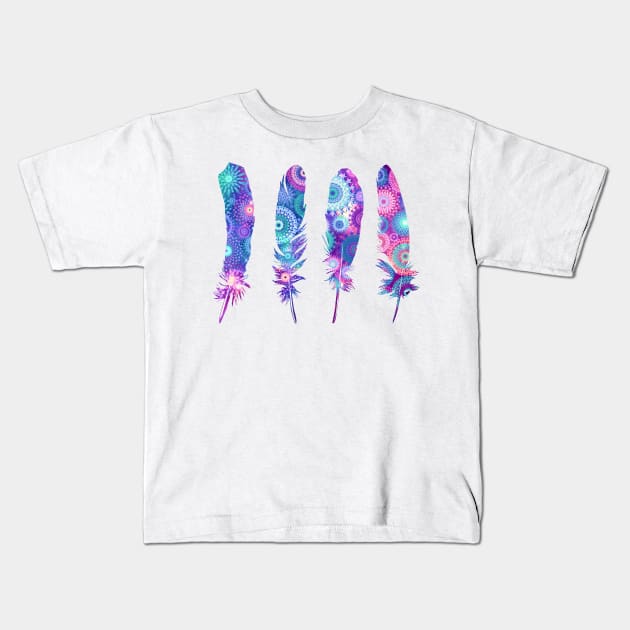 feathers Kids T-Shirt by BekimART